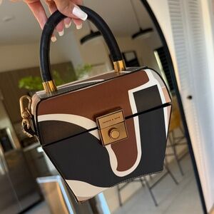 Brown Black Bucket Bag with Mirror